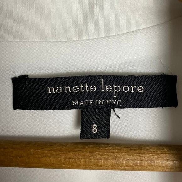 Nanette Lepore Twisted V-Neck Cotton Short Sleeve Blouse - Picture 4 of 7